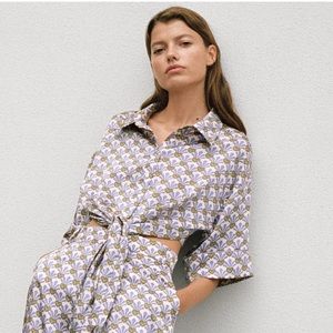 Zara Pineapple Print Pajama Shirt